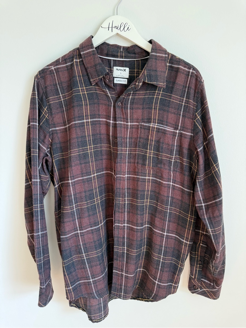 Hurley Brown Plaid Button-Up Shirt